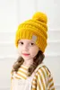 Leuke Baby Gebreide Muts Meisjes Winter Zachte Pompon Cap Jongens Warme Snoep Kleur Gehaakte Mutsen Hoed Kids Party Hoed DA059