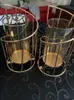Portacandele in ferro dorato Candeliere geometrico europeo Candela in cristallo romantico Decorazione per la casa Decorazione da tavola