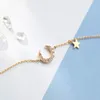 Сладкий S925 штамп серебряный цепной цепь цвет луна звезда шарм браслет изюминка микро кубический циркон подвесной браслет для женщин подарки ювелирные изделия S-B342