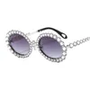 2020 nuovo design di lusso moda donna occhiali da sole semplice cornice rotonda intarsio pieno piccoli strass con lenti UV400 colori