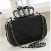 Designer- Fashion Woman Leather Evening Clutch Hand Bags Creepy Skull Rings Handbag Halloween Party Chain Shoulder Bag Plaid Purse267d