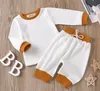 秋の赤ちゃんの服をセットしっかりした幼児ガールトップスパンツ2個セット長袖幼児男の子衣装子供子供のブティック服4色5825