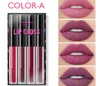 4pcs Mattlip Gloss Set flüssiger Lippenstift Sexy Glanzsätze langlebige Feuchtigkeit wasserdichte Lipglaze