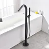 Matt svart golv stående badkar faucet fasta mässing badrum badkar mixer kran badkar kran dusch matte svart badkar kranar badkar