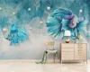 Wallpaper animale 3D sfondo moderno 3D Linee astratte blu scuro Dark Gioielli Guppy Wall Wall HD Murale 3D sfondo murale