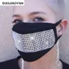 Sparkly Rhinestone Maske Siyah Bling Kristal Masquerade Ball Parti Gece Kulübü Yüz Maskeleri Kadınlar ve Kızlar için