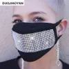 Maschera con strass scintillanti Maschere per il viso da discoteca per feste in maschera da ballo in cristallo Bling nero per donne e ragazze