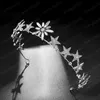 Luxury Silver Color Star Crown Handmade Crystal Alloy Tiaras Hair Jewelry Women Headpeice Bride Noiva Wedding Headdress