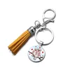 Mode uggla glas cabochon nyckelchain tassel nyckeling nyckelhållare väska hänga mode smycken vilja och sandig ny