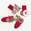 Julhårtillbehör Baby Girl Sequin Hair Clips Elk Santa Claus Socks Barrettes Hairpin Hair Head Accessories4143704