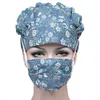 Femmes Scrubs Caps Ensembles Fleur Dessin Animé Imprimé Coton Bandeau Chapeaux Bouffant Cap Anti-poussière Lavable Chapeaux De Travail Accessoires12019