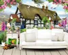 3d moderne Fond d'écran Belle Pastoral English Gîte Rose Jardin Romantique Paysage décoratif 3D Fond d'écran mural