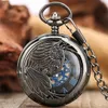 Klasyczne puste okładki Phoenix Watches zegarki unisex szkielet ręcznie mechaniczny zegarek kieszonkowy rzymski łańcuch wisiorek cyfrowy