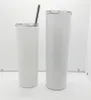 Plain 15OZ 20OZ Insulated Cup with Straw Stainless Steel Vacuum Cups Designers Blank Sublimation White Water Bottles Thermos Car Mugs F92405
