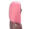 Я это парик розовый парик Синтетические короткие прямые волосы средняя часть плеча Длина Боб парики для женщин Красочные моды Cosplay волос