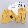 Nova primavera outono crianças roupas de algodão do bebê meninos meninas t camisas jaqueta calças 3pcssets infantil crianças moda criança treino4916061
