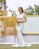 2020 Plus Size arabski Aso Ebi Tanie Koronka Mermaid Suknie ślubne Długie rękawy Bridal Suknie Wysoka Neck suknie ślubne ZJ023