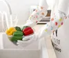 White PVC lengthened cleaning elastic gloves with fleece cartoon fruit plastic kitchen dishwashing golve winter warm housework glove waterp