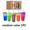 710ML Temperature Color Changing Cold Cups Plastic Reusable Magic Tumbler Juice Coffee With Straws Drink Water Bottle Wtjlg6483695