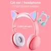 Милые светодиодные наушники с кошачьими ушками и шумоподавлением, Bluetooth 50, складная геймерская музыкальная гарнитура с микрофонами для детей, подарки для девочек12409232