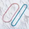 3/4/5/6mm Hip Hop Bling isade ut rosa blå CZ Stone Tennis Chain Chokers Halsband för kvinnor män unisex mode smycken