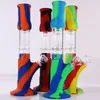 Hopahs Hot Silicone Bongs 14 tum 8 Arms Percolator Bong Glass Set vattenrör har stam och skål