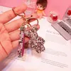 Söt handgjorda smycken DIY -tecknad rhinestone björnar Keychain Crystal Bomgom Bear Key Chain Keyring Bag Charm Pendant Accessories