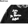 Dark Icon PU Leather Patchwork Bomber Jacket Embroidery Padded Thick Winter Men's Jackets Baseball Jacket Man