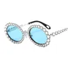 2020 nuovo design di lusso moda donna occhiali da sole semplice cornice rotonda intarsio pieno piccoli strass con lenti UV400 colori