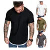 Homens Camisetas 2021 Verão Streetwear Mens Mens M-3XL Casual Manga Curta T Camiseta Homens Slim Fit Camisas Sólidas Tops Tee Homme