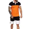 Hommes ensembles courts été décontracté été vêtements 2 pièces ensemble Colorblock survêtements 2020 homme t-shirt + Shorts coton hommes survêtements