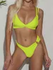 Néon vert plissé Bikini 2020 femme maillot de bain femmes maillots de bain Twopieces Bikini ensemble froissé mi Wast baigneur maillot de bain Swim9642462