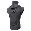 Men's Fashion Hooded Mask Tank Tops Hoodie Sleeveless Tops Male Bodybuilding Workout Tank Top Muscle Fitness Gym Clothing Summer MX200815