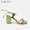 Sandals SHY Women Summer Shoes Plus Size Office High Heels Fashion Pumps Woman Gladiator Cross-tied Lace Up Sandalias