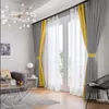 2pcs Modern Luxury High End Curtains Bedroom Living Room Balcony Window Screen Curtains Villa Decoration Cotton Linen Stitching Curtain