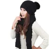 Beautiful Twisted Knit Women Hat And Scarf Pure Color Design Warm Beanie With Lovely Pom-pom Ball Sold By Set