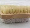 Natural Pumce Stone Brush Foot Brushes Drewniany Exfoliating Scrub Dead Skin Spa Massager Prysznic dwa jednostronne EEO2056