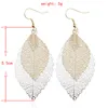 Bohemia Double Layer Leaf Tassel Drop Earrings Solid Gradient Rainbow Colors Leaves Dangle Earrings Jewelry for Women Christmas Gift