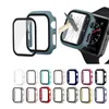 22色フルカバレッジケースApple Watchシリーズ1 2 3 4 5 6 7SE IWATCH 38 40 42 43898686用のガラススクリーンプロテクター2 3 4 5 6 7SEケース