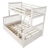 US Stock Twin Over Full Bunk Bed möbler med stegar Två förvaringslådor Vit sovrumsmöbler för barn Vuxen LP000065kaa