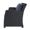 Klassisk Ute Uteplats Möbel Set 4-Piece Conversation Set Black Wicker Furniture Sofa Set med mörkgrå kuddar WY000055AAB