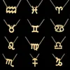 Guld silver rostfritt stål zodiac tecken halsband 12 konstellation hängsmycke halsband kvinnor guldkedja halsband män smycken gåva