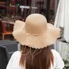Nuevo 2020 sombreros de paja para mujer, sombrero de verano con lazo de perlas y ala ancha, sombrero de pescador para mujer, sombrero para sol y playa, sombrero de verano para mujer playa1234D