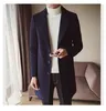 S-5XL Mäns Solid Färg Ull Coat England Middle Long Coats Jackor Slim Fit Male Homme Vinter Overcoat Woolen Korean1