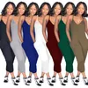 S-3XL Effen Kleur Vrouwen Sling Jumpsuits Backless Bretels Rompertjes Zomer Mouwloze Strand Overalls Casual Elasticiteit Jump Kleding M2615