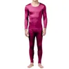 Keeping The Heat In Pure Silk Jersey Knit Men Crew Neck Long Johns Set Taille L XL XXL