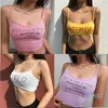 Sıcak Satış Kadınlar strappy Pamuk Harf Baskı Tankı Yelek Yaz Seksi Kısa Kes Tops Camiş Tees Bayanlar Camiş Tank Top Casual Tops Tops