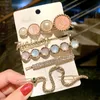 1Set Korean Fashion Pearl Hairpins Barnflickor Eleganta Hårklipp Pin Barettes Tillbehör Huvudbonad Huvudbonader