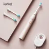 Apiyoo P7 Sonic Pink Electric Toothbrush Wireless Rechargeable brush IPX7 Waterproof with 5 Modes 2 Min Smart Timer for Women