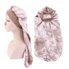 Tie-Dye Long Bonnet pour femmes cheveux longs tresse chapeaux élégant Dreadlock cheveux bouclés Wrap dames coiffure casquette Satin sommeil chapeau